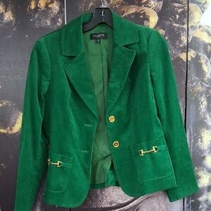Talbots Green Velvet Blazer Jacket Size 4